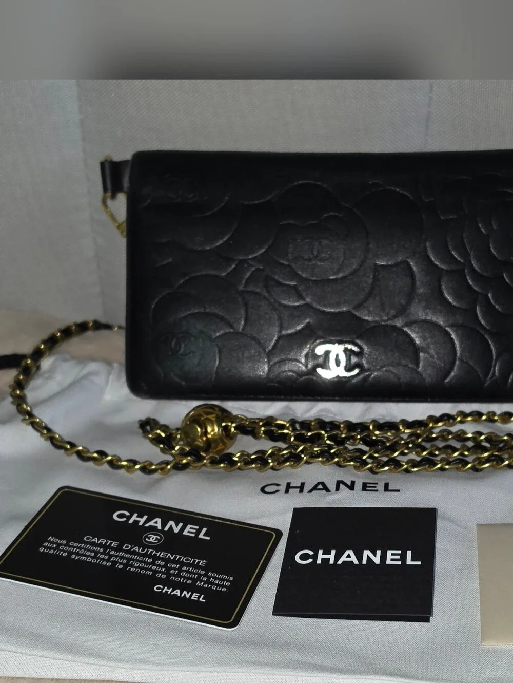 Authentic Chanel Long Clutch/Wallet Black Leather